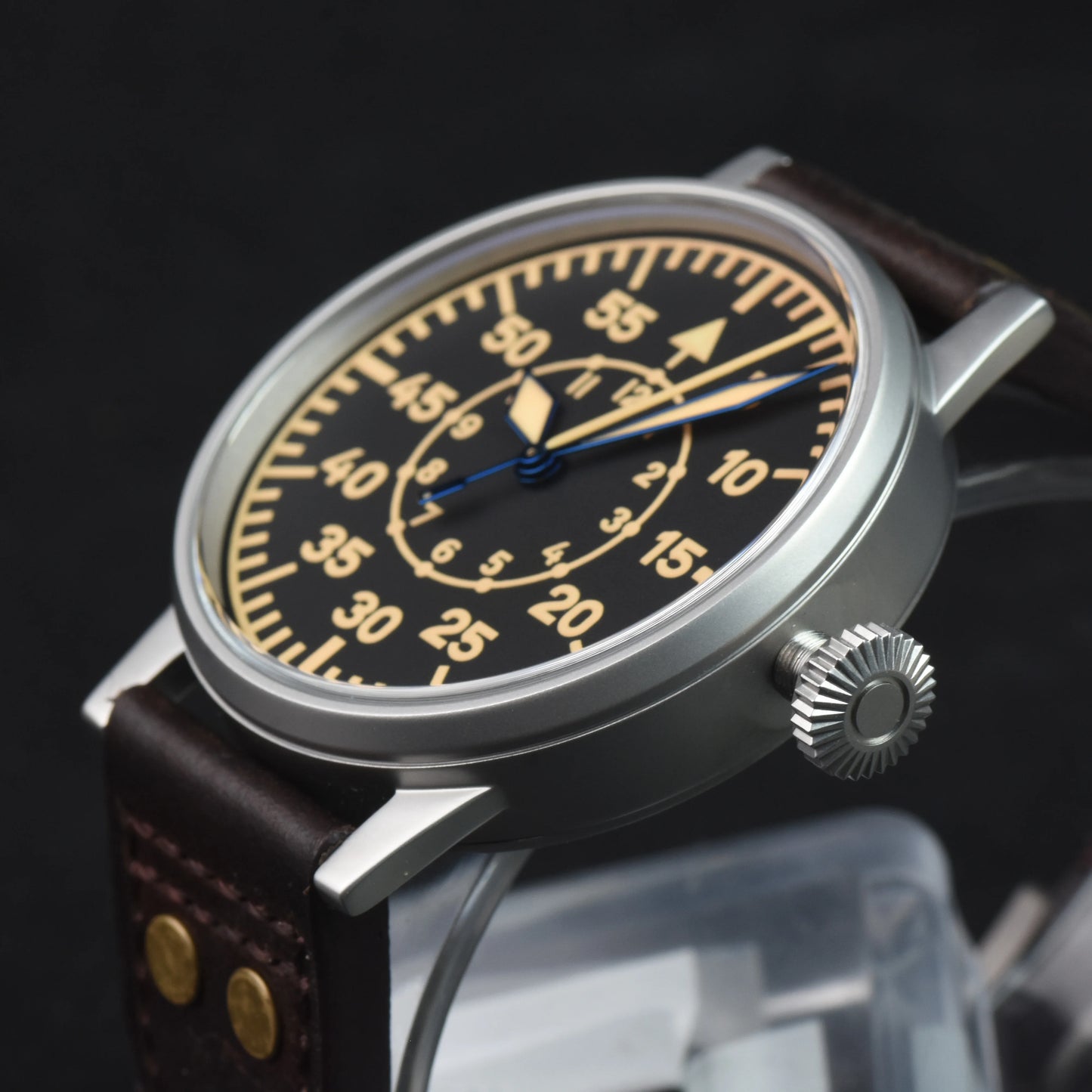 Hruodland Pilot Men's Automatic Mechanical Watch PT5000 Sapphire Luminous C3 Stainless Steel Waterproof 10Bar Men's Watch