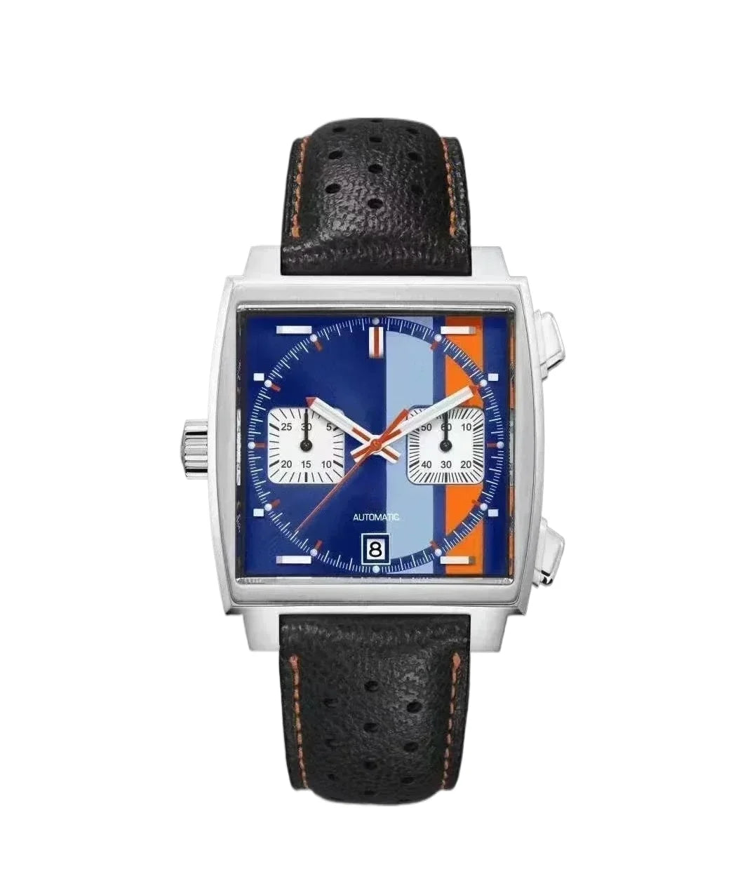 Customized Men Quartz Chronograph VK63 Movement Sapphire Glass White Black Blue Leather Strap Luminous Waterproof Shockproof