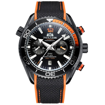 Classic Luxury Men Automatic Watch Multifunction Mechanical Wristwatch Rubber Strap Waterproof Week Date Watches Reloj Hombre