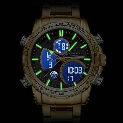Orologio sportivo da uomo NAVIFORCE – Orologio da polso originale di lusso in acciaio inossidabile, modello militare impermeabile con doppio display