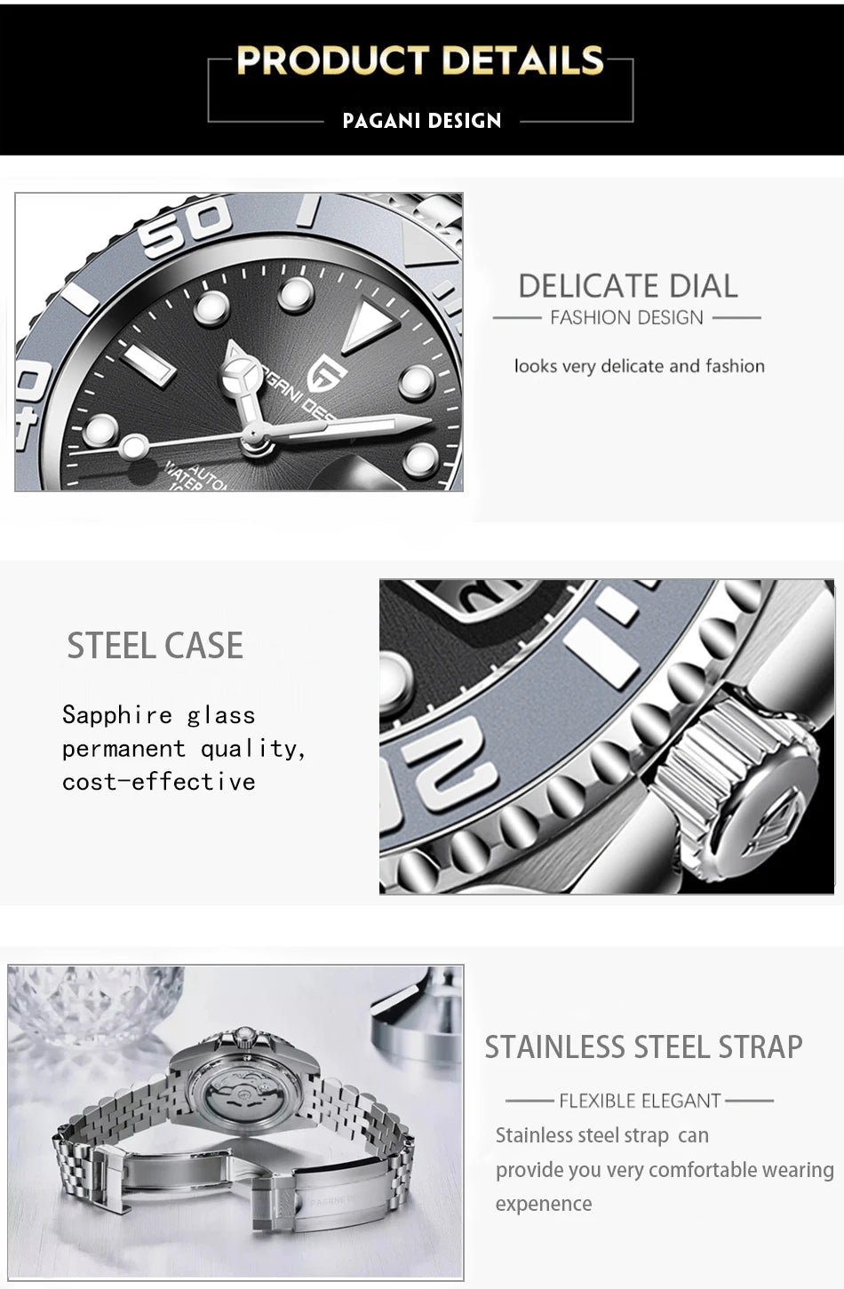 PAGANI DESIGN V2 Japan Movement 40MM Luxury Men's Mechanical Watch Sapphire Glass Ceramic Bezel Automatic Diving Watches for Men