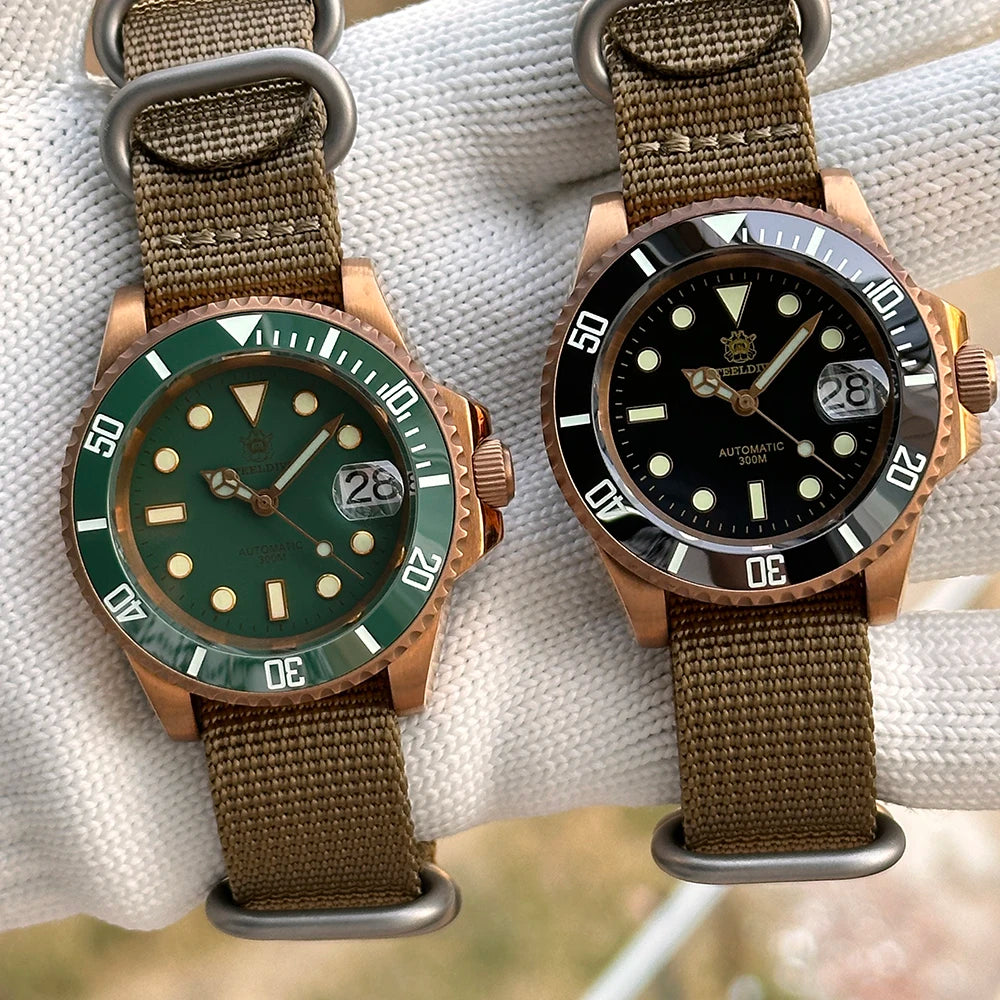 STEELDIVE Brand SD1953S Solid Bronze 41mm 30ATM Waterproof Sapphire Glass Super Luminous  NH35 Automatic Mens Dive Watch