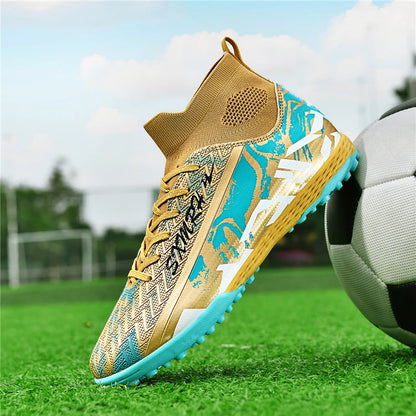 Double Star Men's High-Top TF Turf Football Boots, Youth & Student Edition, Adult & Kids, Professional Match & Training Soccer Shoes