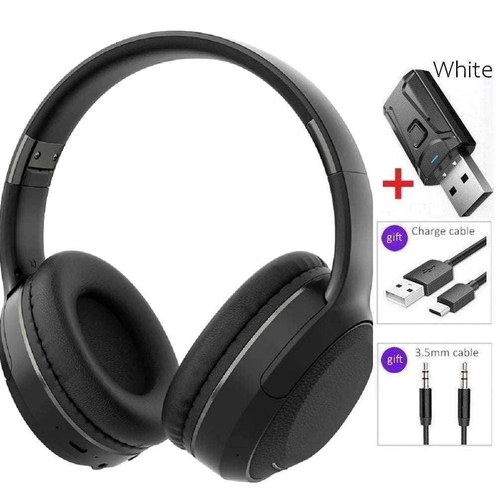 Wireless TV Headphones Bluetooth 5.0 with USB Adapter, Foldable Stereo Wireless TV Headphones with Mic for Samsung Smart TV, PC, Laptop & Music