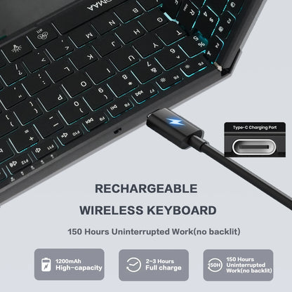 Teclado plegable Jomaa retroiluminado de tamaño completo Bluetooth+USB inalámbrico con panel táctil y teclado numérico para portátil Windows
