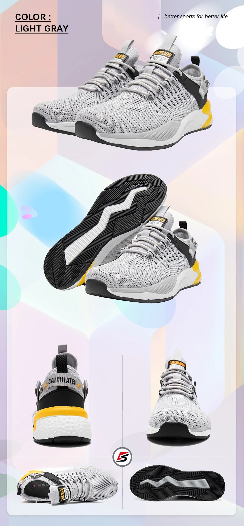 Baasploa Men's Running Shoes Brand, Male Designer Mesh Casual Sneakers, Lightweight Lace-Up New Male Outdoor Sports Tennis Shoes