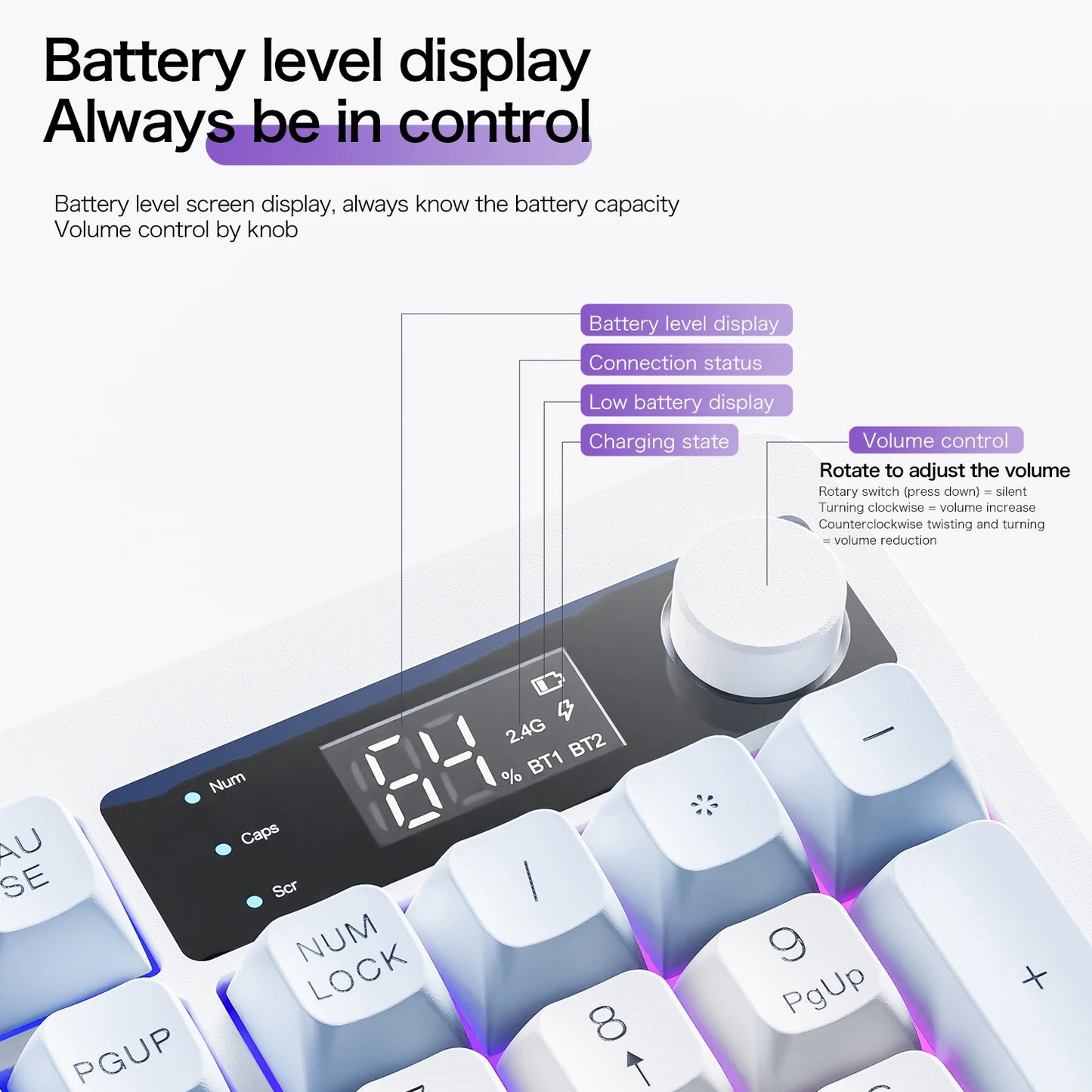 Teclado XUNFOX TK100 inalámbrico 2.4 Bluetooth de doble modo para gaming, silencioso, oficina y portátil, universal