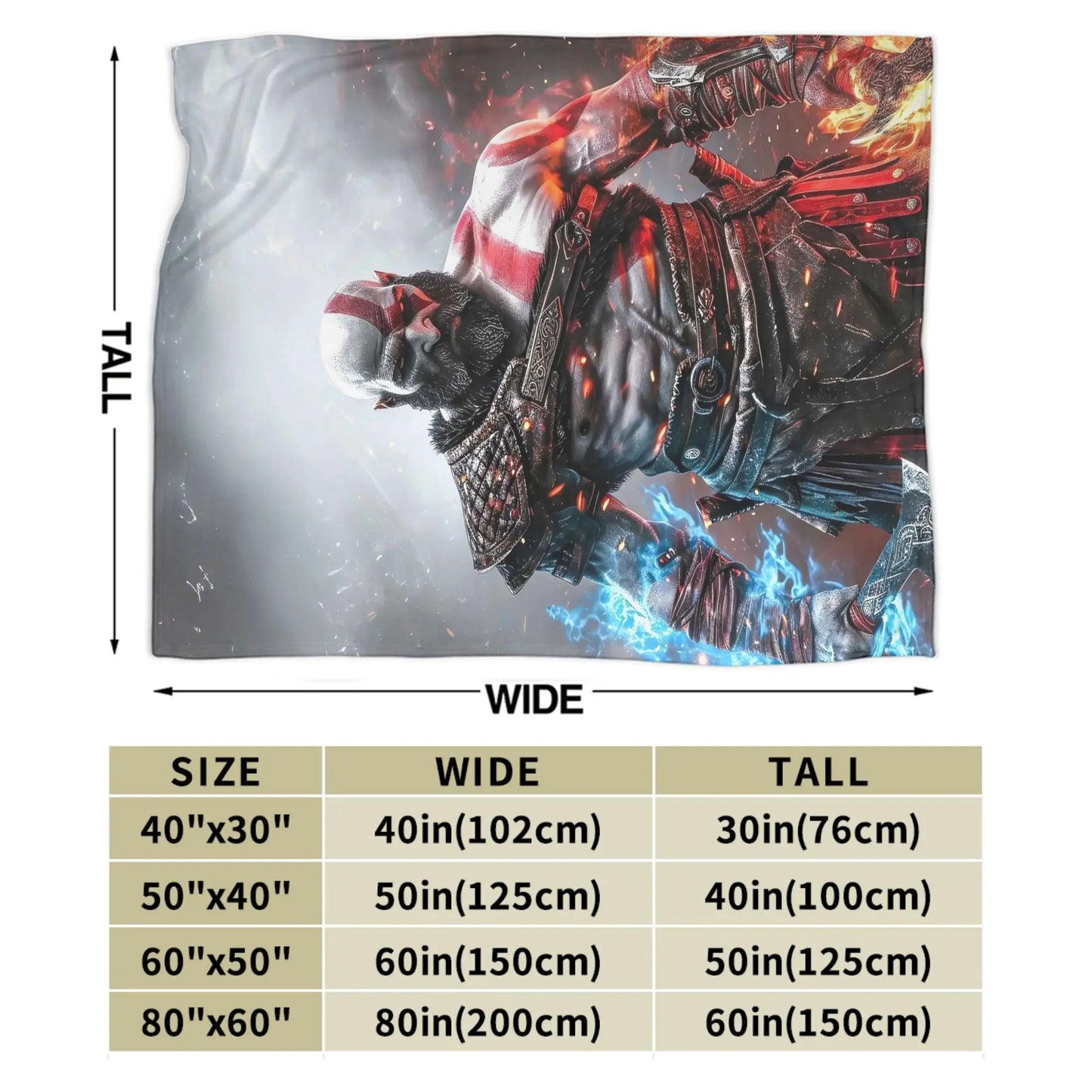 God of War Games Kratos Cartoon Flannel Blanket  Super Soft Throw Blanket for Couch Bed Travel Street Trend Bedspread Sofa Bed