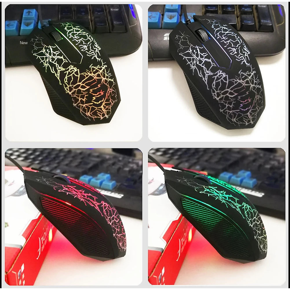 Rato gaming com fios USB 2400 DPI, rato profissional para gamer com retroiluminação LED, rato ergonómico para computador, PC, portátil e MacBook