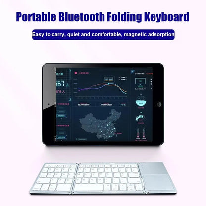 Teclado Bluetooth plegable en tres partes con touchpad, mini teclado portátil recargable, teclado inalámbrico para Windows Android iOS