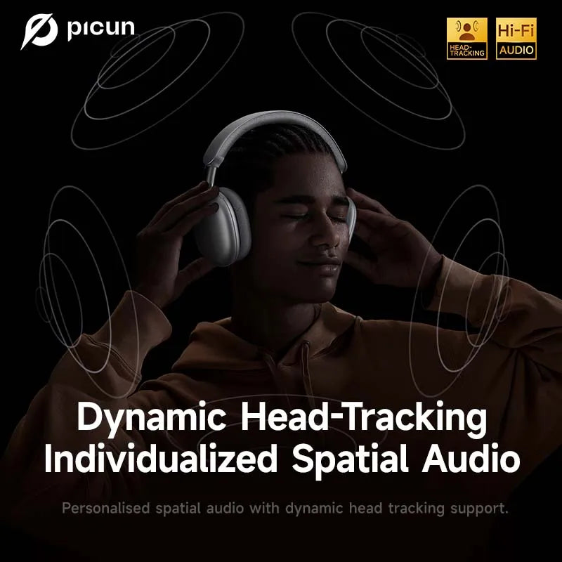 Auriculares inalámbricos Picun F8MAX ANC con cancelación activa de ruido híbrida de 59dB, audio espacial, Bluetooth 6.0, diseño over-ear y hasta 180H