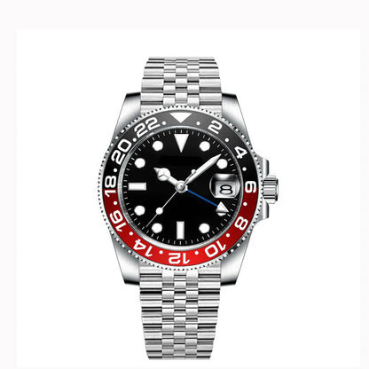 40MM Custom Logo New Men Quart Wristwatch Jubilee Stainless Quartz GMT Watch Sapphire Glass Men Watches Waterproof Luminous