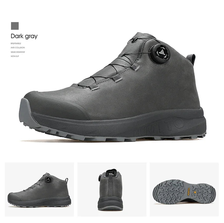 Zapatos de cuero HUMTTO para hombre, calzado deportivo de invierno para camping y actividades al aire libre, botas de trekking transpirables, zapatillas de senderismo antideslizantes para hombre