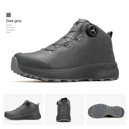 Zapatos de cuero HUMTTO para hombre, calzado deportivo de invierno para camping y actividades al aire libre, botas de trekking transpirables, zapatillas de senderismo antideslizantes para hombre