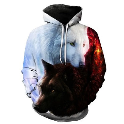 Felpe con cappuccio oversize 3D Animal Wolf da uomo e donna, moda casual, pullover hip hop Harajuku streetwear