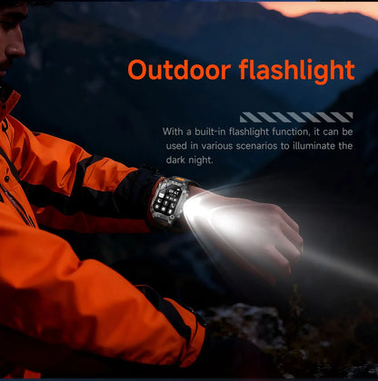2026 TANK New 1400mAh Military GPS Smart Watch Men 2.01" AMOLED Screen 10ATM Waterproof Clock SOS Call Flashlight Smartwatch iOS