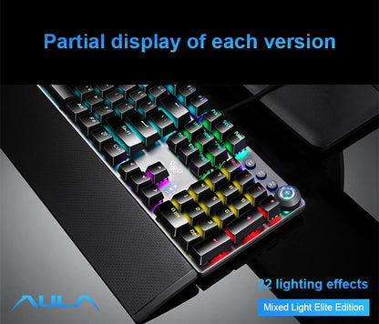 Teclado mecánico AULA F2088 con cable para gaming, perilla multifunción, 104 teclas, retroiluminación Magic y programación de macros Compu