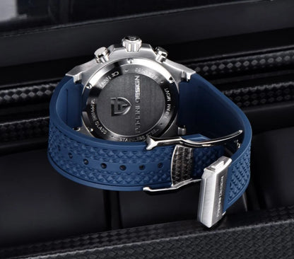 PAGANI DESIGN PD-YS032 Men's Quartz Watch 44mm Japan VK64 Movt Stainless Steel Case Rubber Strap Sapphire Glass 100M Waterproof