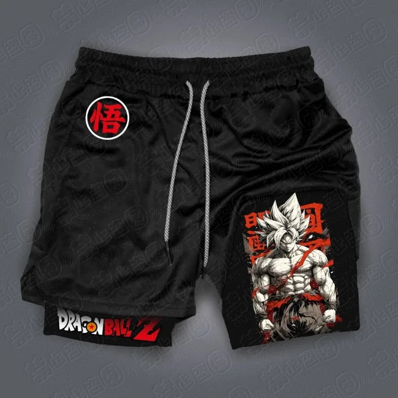 Dragon Ball Anime GOKU Peripheral Printed Double Layer Shorts 2026 Latest Spring and Summer Sports Men's Loose Breathable Pants