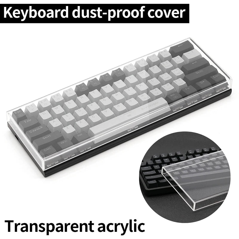 Funda protectora transparente de acrílico para teclado mecánico, cubierta antipolvo para teclado de 60/61/64 96 98104/108 teclas y cubierta para ratón