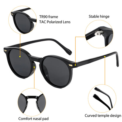 HBK Fashion Polarized Sunglasses Men Round TR90 Frame Fashion Sun Glasses Women Driving Sports UV400 Lunette De Soleil Homme