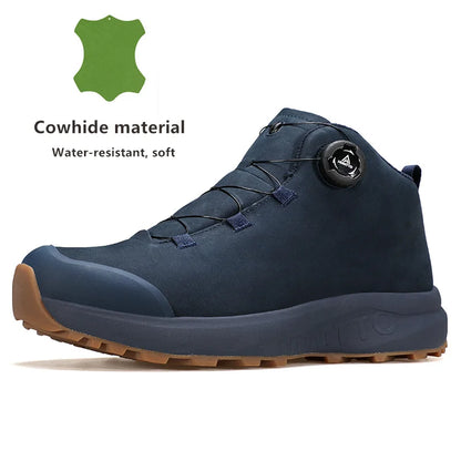 Zapatos de cuero HUMTTO para hombre, calzado deportivo de invierno para camping y actividades al aire libre, botas de trekking transpirables, zapatillas de senderismo antideslizantes para hombre