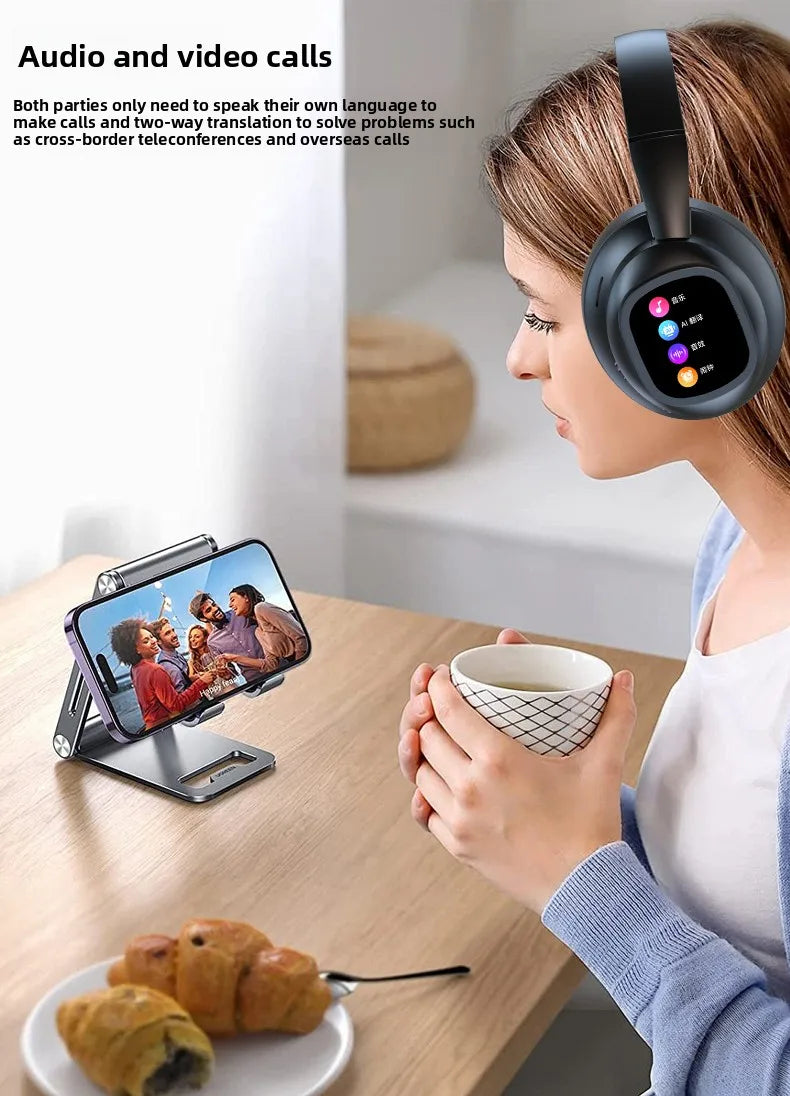 Auscultadores Bluetooth Sem Fios HYUNDAI X1PRO com Tradução por IA 6.0 – Mais de 100 Idiomas, Controlo Tátil, Ecrã LED e Cancelamento de Ruído