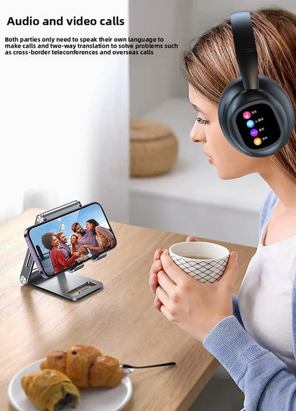 Auscultadores Bluetooth Sem Fios HYUNDAI X1PRO com Tradução por IA 6.0 – Mais de 100 Idiomas, Controlo Tátil, Ecrã LED e Cancelamento de Ruído