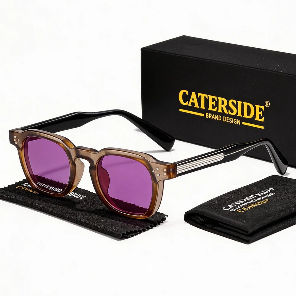 CATERSIDE New Vintage Men's Sunglasses High-Quality Square Sun Glasses Women's Outdoor Travel Beach Summer Fashion Glasses Uv400
