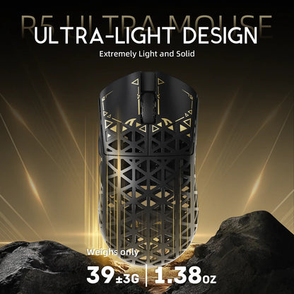 ATTACK SHARK R5Ultra Carbon Fiber Wireless 8K PAW3950MAX Gaming Mouse with 8K Coiled Cable,