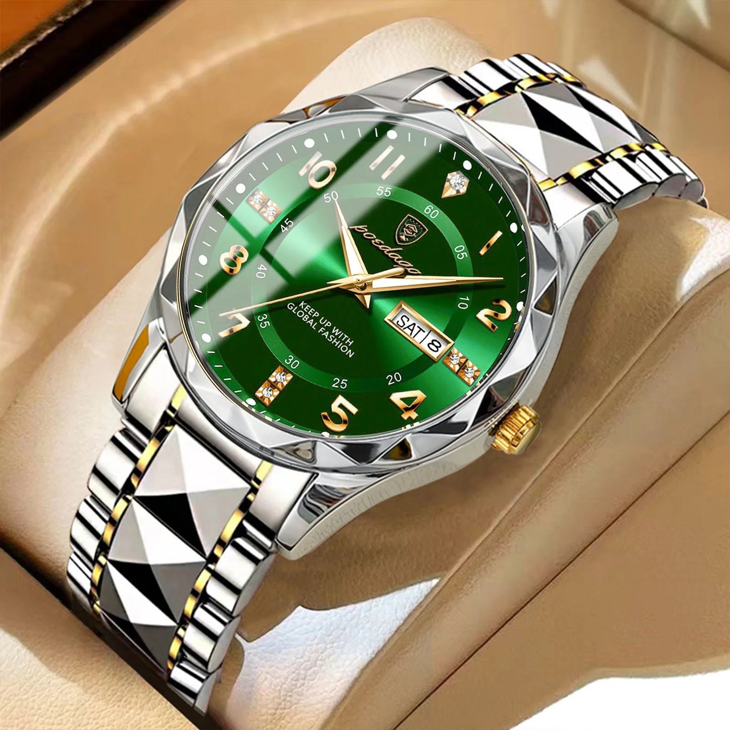 POEDAGAR Top Business Men Quartz Watch Waterproof Date Week Luminous Wristwatch Stainless Steel Fashion Men's Watches Man Clock