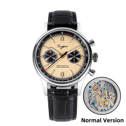 Sugess 1963 Pilot Watch Men Mechanical Chronograph Panda Wristwatch Air Force Sapphire Waterproof for Seagull Movement ST1901 v3