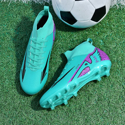 Nouvelles chaussures de football pour hommes, chaussures de soccer de haute qualité pour l'extérieur, chaussures de sport ultralégères pour l'intérieur, chaussures de sport antidérapantes à cheville haute, chaussures d