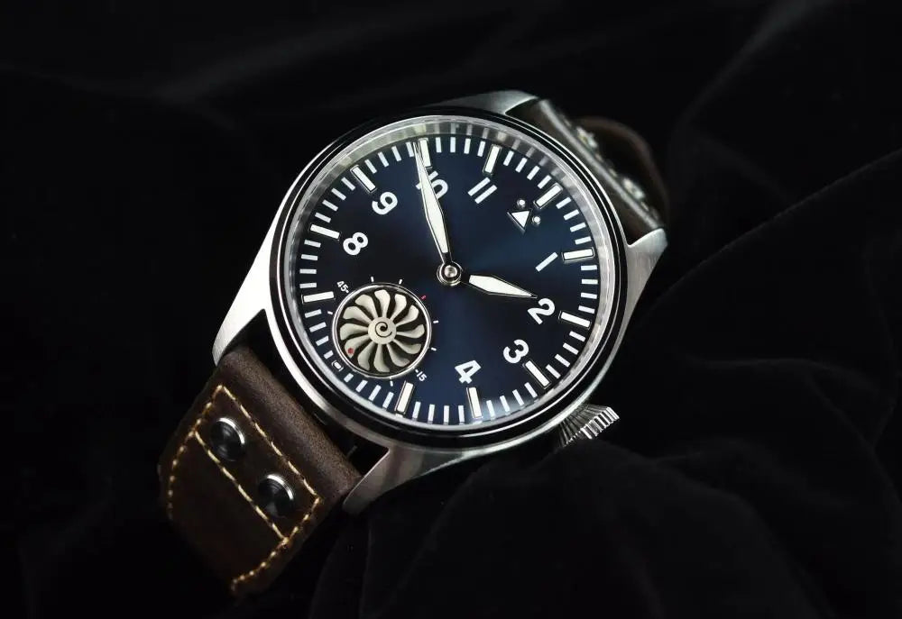 Hruodland 2025 Neue mechanische Herrenuhr Seagull ST3620 Retro-Pilot 43MM BGW-9 Leuchtend Saphirglas Turbine Reloj Hombre