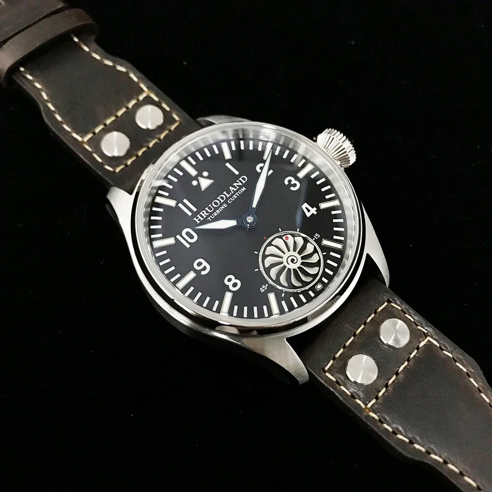 Hruodland 2025 Neue mechanische Herrenuhr Seagull ST3620 Retro-Pilot 43MM BGW-9 Leuchtend Saphirglas Turbine Reloj Hombre