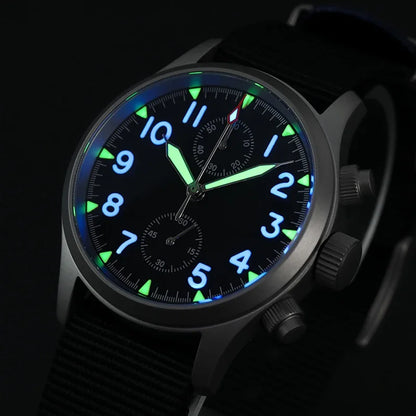 Relógio cronógrafo de quartzo Militado VK61 VK67 39mm, caixa em aço inoxidável 316L, 3 mostradores, impermeável 100M, relógio militar multifunções