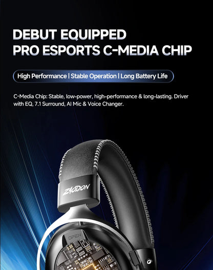 New Wireless Gaming Headphone, Bluetooth 6.0, 53mm Titanium Drivers, 7.1 Virtual Surround Sound, 15ms Zero-Latency, for PC/PS5/Mobile