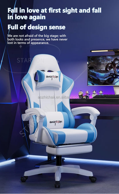 Sedia gaming e-sport ergonomica dal design moderno, con rotazione girevole, ruote e stile avvolgente, per ufficio, casa e postazione computer