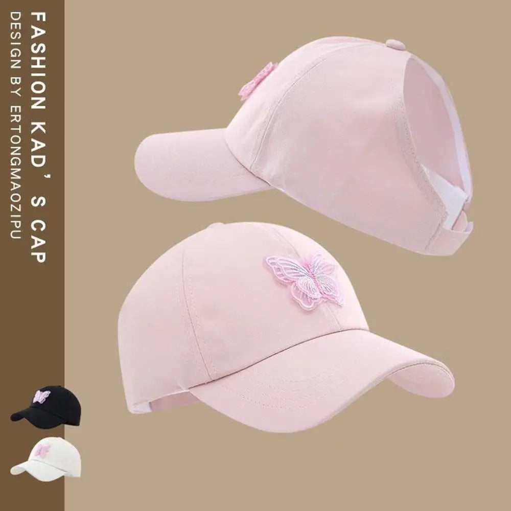 Cappellino estivo da ragazza con coda alta, visiera parasole ad asciugatura rapida, cappellino da baseball per bambini senza visiera, cappellino regolabile da ragazza in colori pastello