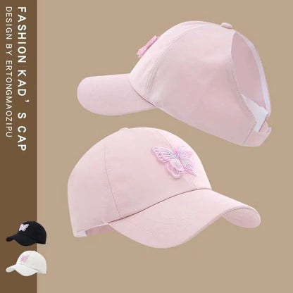 Cappellino estivo da ragazza con coda alta, visiera parasole ad asciugatura rapida, cappellino da baseball per bambini senza visiera, cappellino regolabile da ragazza in colori pastello