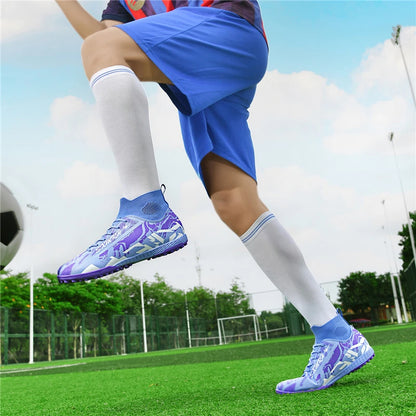 Double Star Men's High-Top TF Turf Football Boots, Youth & Student Edition, Adult & Kids, Professional Match & Training Soccer Shoes