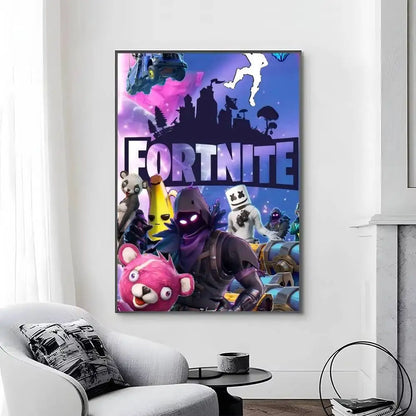 Game F-F-Fortnite Posters Self-Adhesive Waterproof Ideal For Living Room Bedroom Bar Decoration
