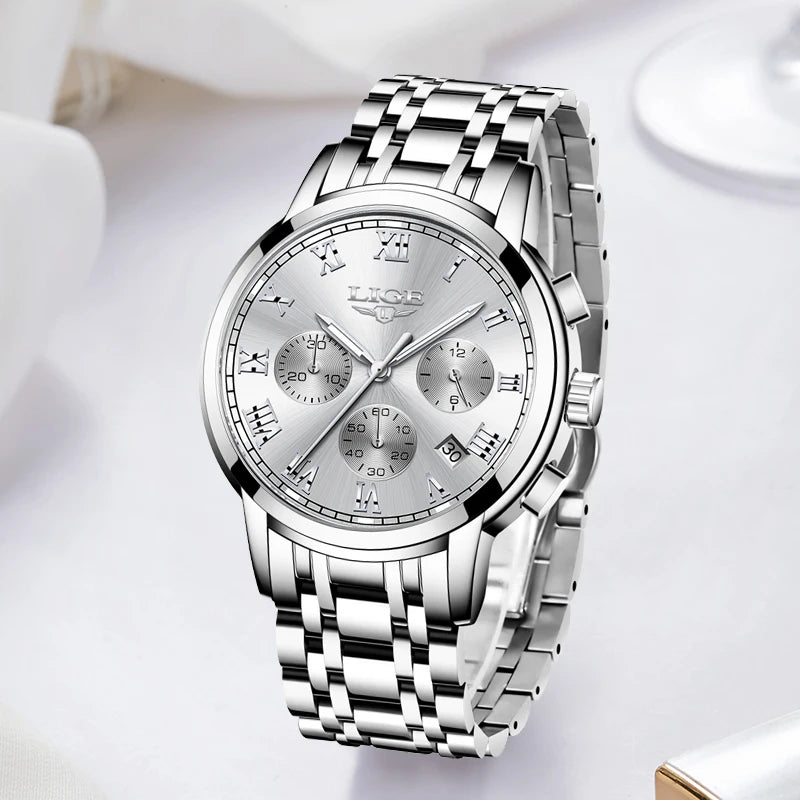 LIGE New Fashion Luxury Women Watch Waterproof Quartz Ladies Watches Business Steel Band Casual Bracelet Date Clock Wristwatches