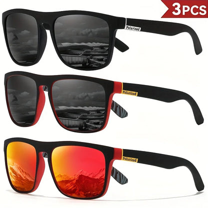 1-4PCS Men Classical Square Polarized Sports Sunglasses Lightweight PC Frame UV400 for Driving Fishing Cycling Unisex Durability