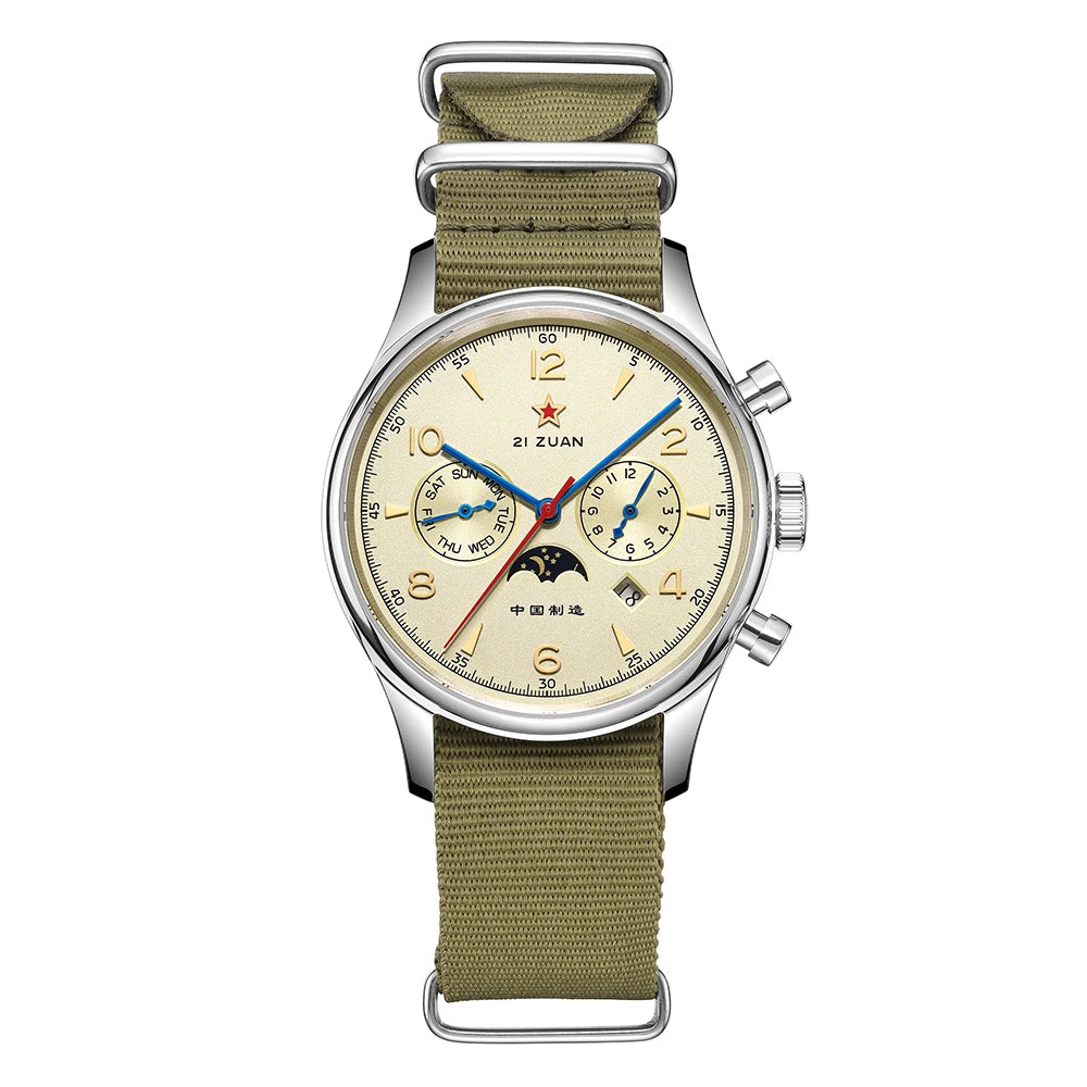 SEAKOSS Automatic Mechanical Wristwatch 1963 with Seagull ST1654 Movement 24H-Hour Display Air Force Pilot Calendar Men's Watches