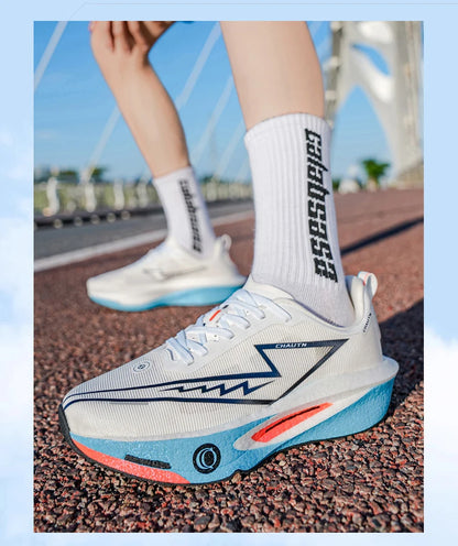 Men Running Shoes Specialty Carbon Plate Sports Marathon Breathable Lightweight Women Comfortable Nonskid Chunta Sneakers