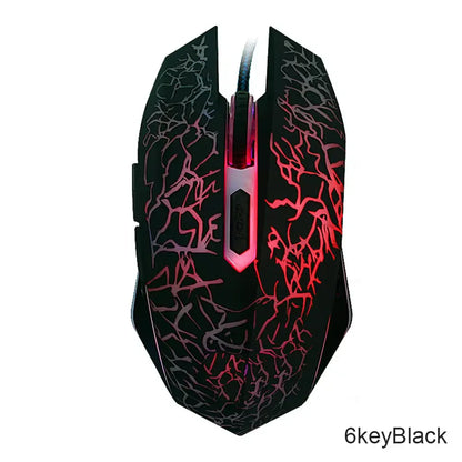 Rato gaming com fios USB 2400 DPI, rato profissional para gamer com retroiluminação LED, rato ergonómico para computador, PC, portátil e MacBook