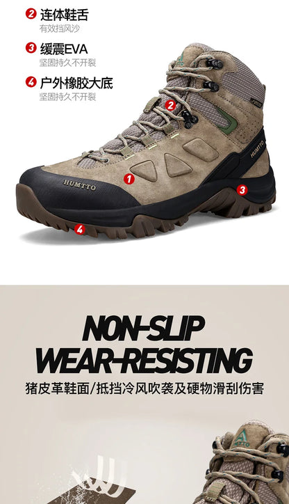 HUMTTO Hiking Shoes Men's Waterproof Hunting Boots Tactical Desert Combat Ankle Trekking Boots Male Women Warm Leather Sneakers