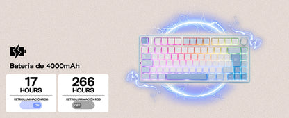 EPOMAKER AULA F75 ISO-ES 75% spagnola QWERTY Hot-Swap, tastiera meccanica da gaming cablata/Bluetooth/wireless 2.4GHz con montaggio gasket e retroilluminazione RGB