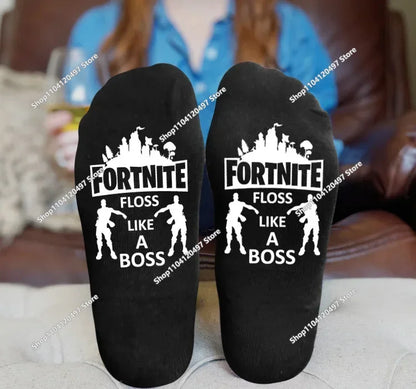 Meias Desportivas FORTNITE de Verão Pretas e Brancas, Respiráveis, Baixas e Invisíveis, em Algodão Macio para Desporto e Uso Casual